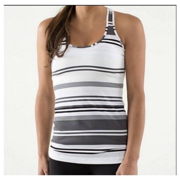 Lululemon Athletica Tops - Lululemon Athletica Pullover Grey Striped Razorback TankTop, Size 2